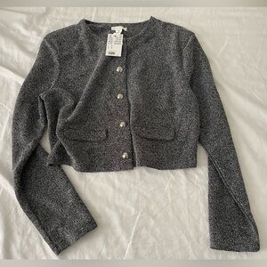 H&M Women's Gray Cropped Jacket size medium